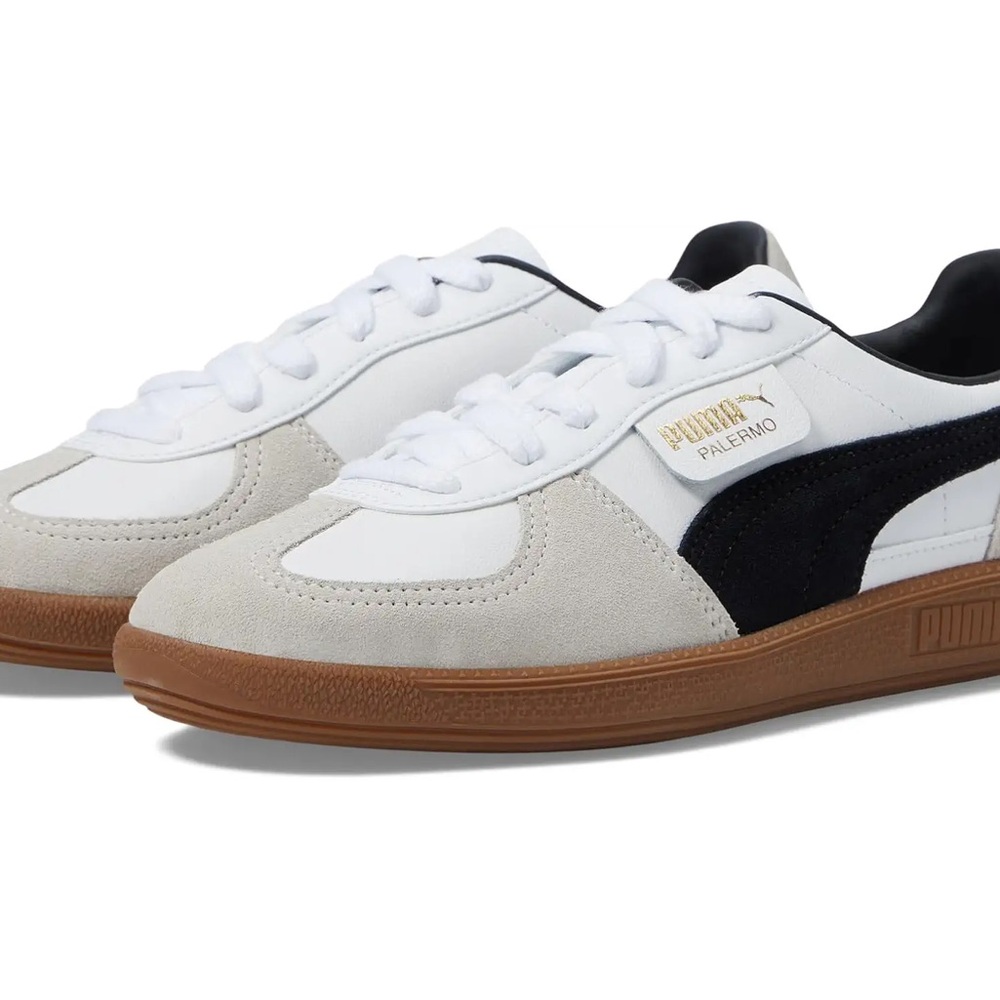 PUMA Women’s Palermo White and Black Sneakers. Gently worn.